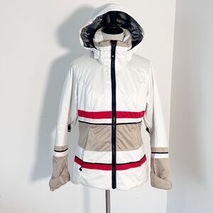 OBERMEYER Camille Women 2 White Ski Jacket Retro Softshell Removable Hood Powder